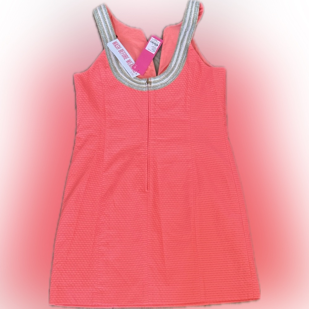 Lilly Pulitzer Elegant Coral Dress with‎ Embellished Neckline, NWTs size 8 - Picture 7 of 8